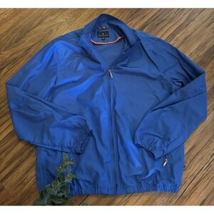 Brooks Brothers Windbreaker Jacket Mens Size XL Blue Orange Full Zip Pockets